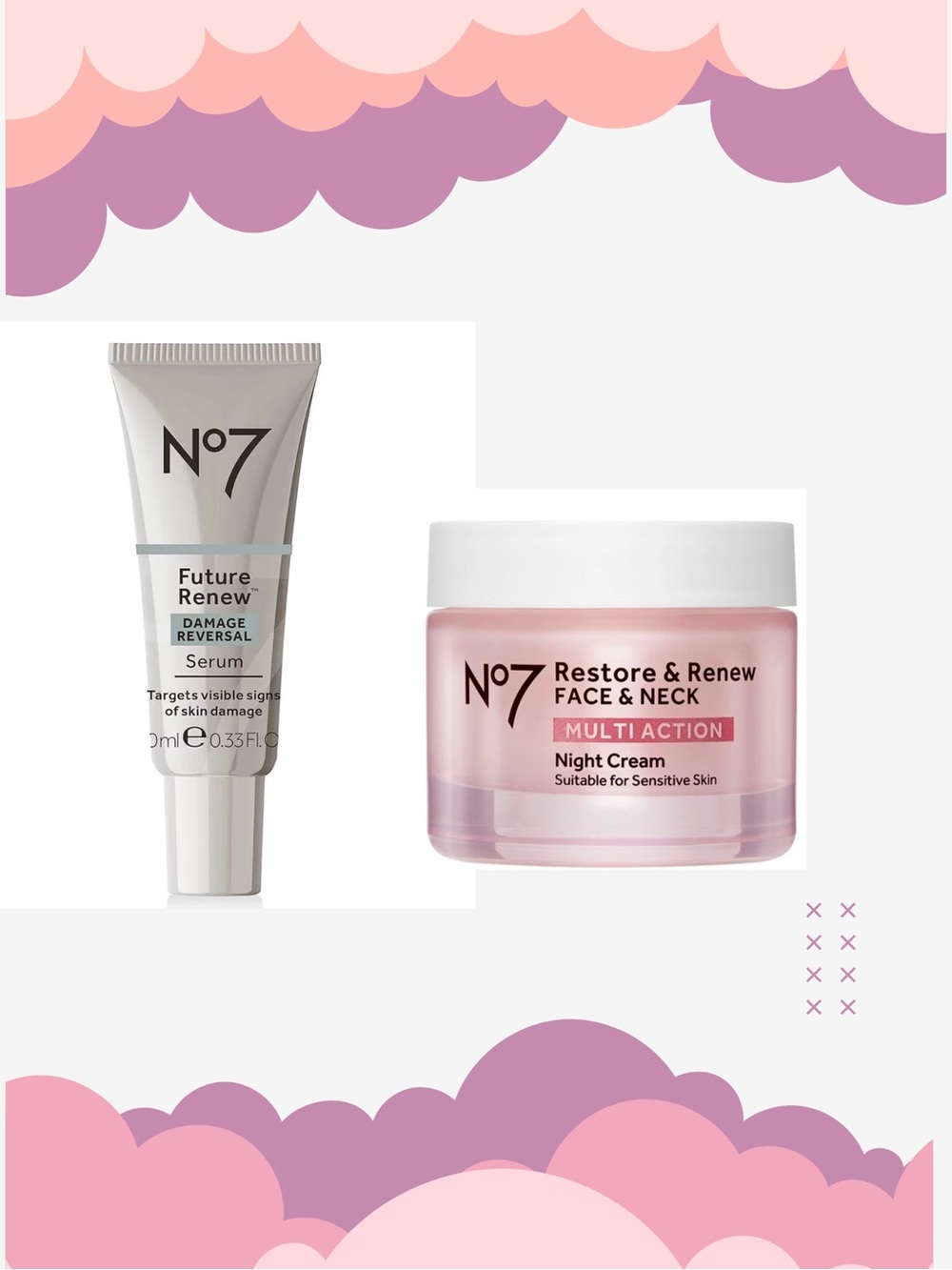 Restore & Renew Face & Neck Night Cream + Future Renew Serum — Pink